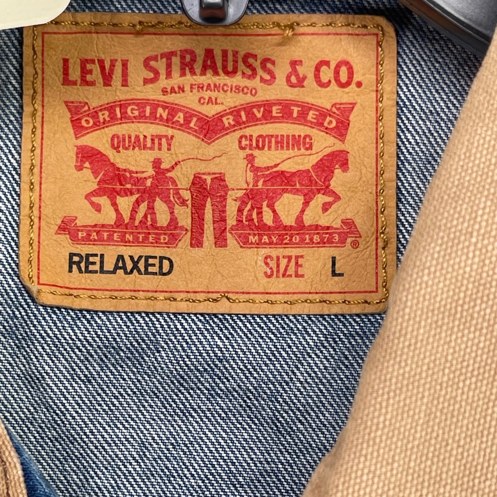 Levis East Port Chore Jacket Men L Blue Denim Corduroy Collar Relaxed 002WW0000 - Picture 3 of 16